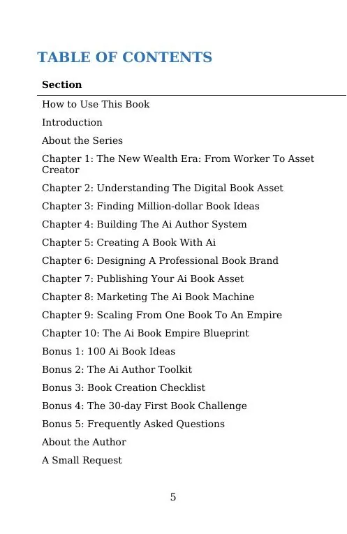 Page 1 of the free sample of AI Books