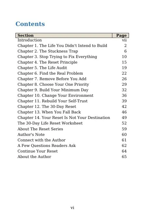 Page 1 of the free sample of The Life Reset