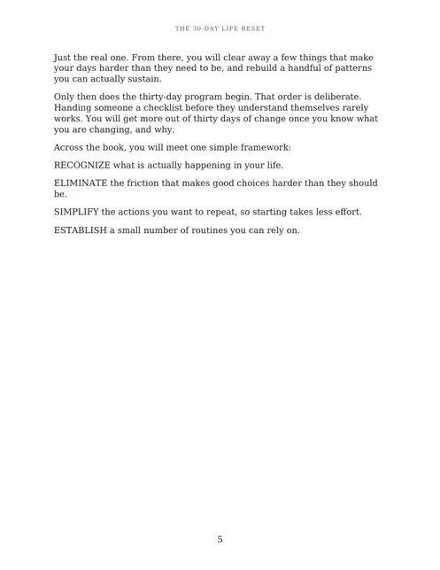 Page 3 of the free sample of The 30-Day Life Reset